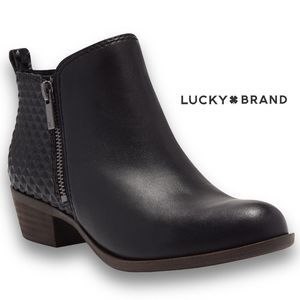 LUCKY BRAND Basel Bootie in Black Leather Size 8.5 W